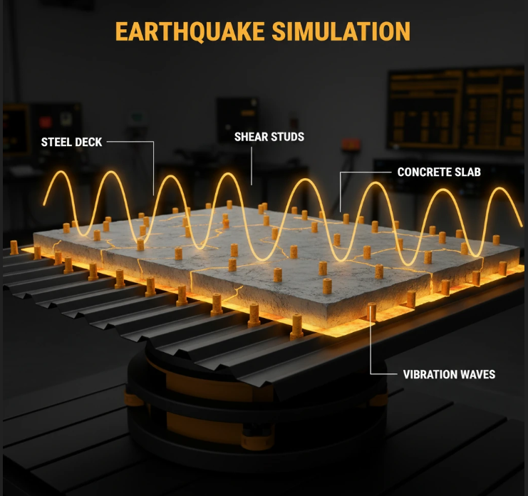 تصویر پخش فشار و قدرت در سیستم سقف عرشه فولادی بایرایرانیان